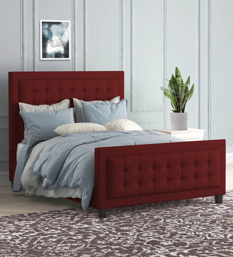 Kaster  Upholstered Fabric Queen Size Bed - Blood Maroon by Febonic Living
