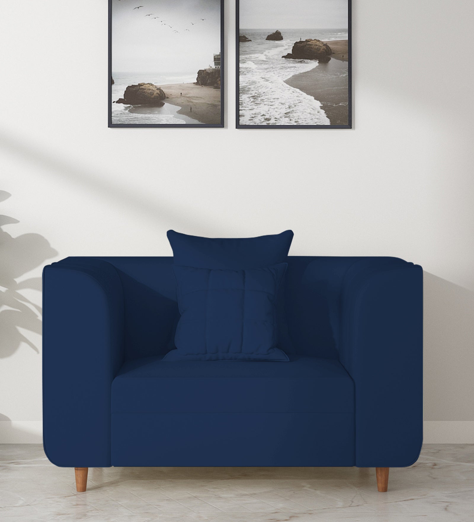 Sumo Velvet 1 Seater Sofa in Imperial Blue Colour