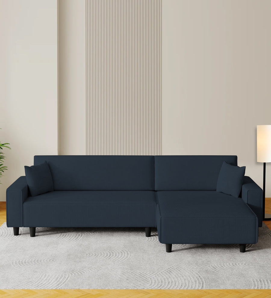 Peach  LHS 6 Seater  Cum Bed With Storage Fabric Sofa - Denim Blue by Febonic Living