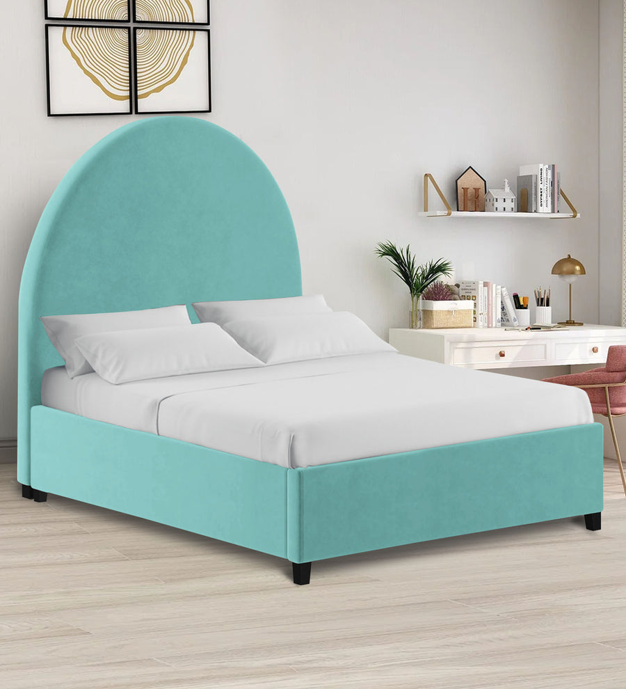 Maro Velvet Upholstered King Size Bed In Barmunda Aqua Colour - Febonic Living