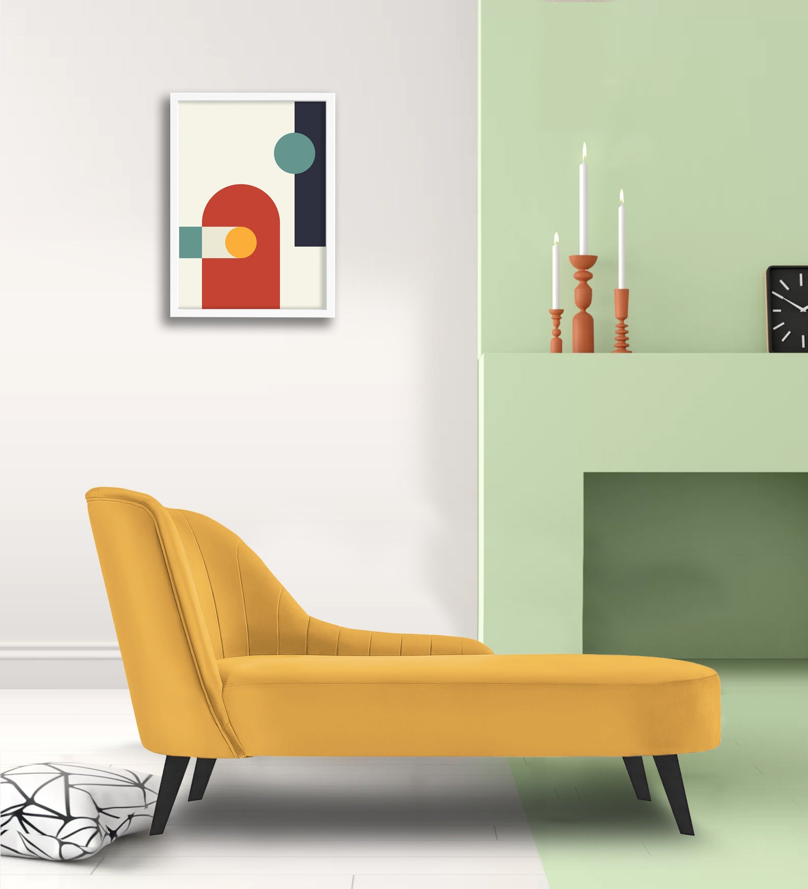 Flora Velvet RHS Chaise Lounger in Turmeric Yellow Colour