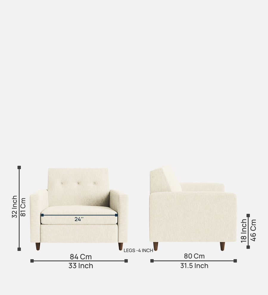 Timon Fabric 1 Seater Sofa In Ivory Cream Colour - Febonic Living