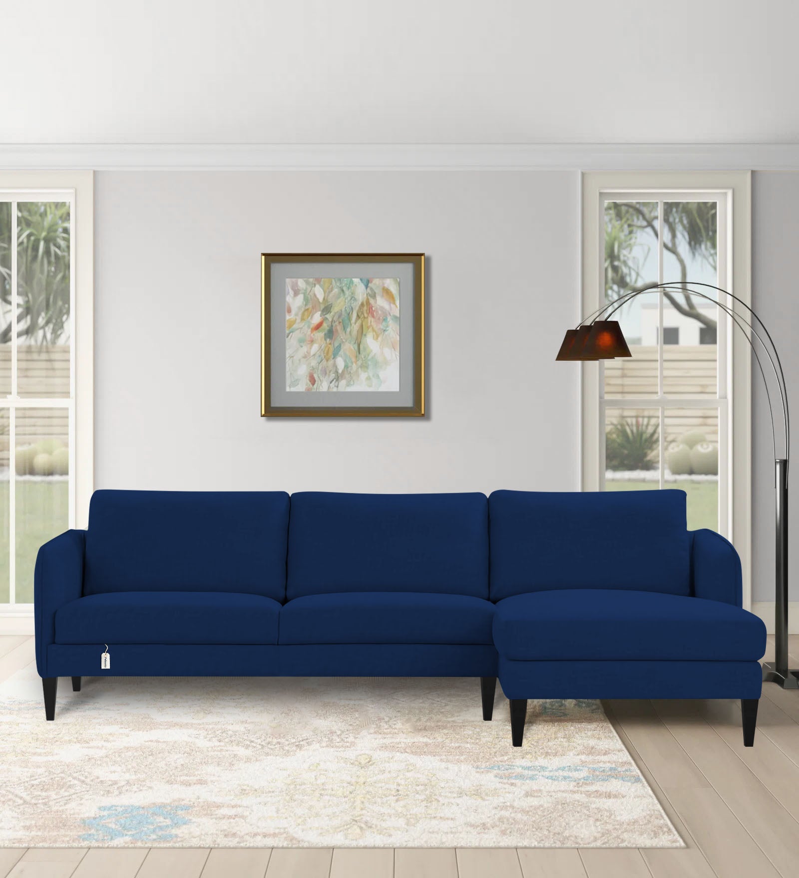 Piku Fabric LHS Sectional Sofa (3+Lounger) in Royal Blue Colour