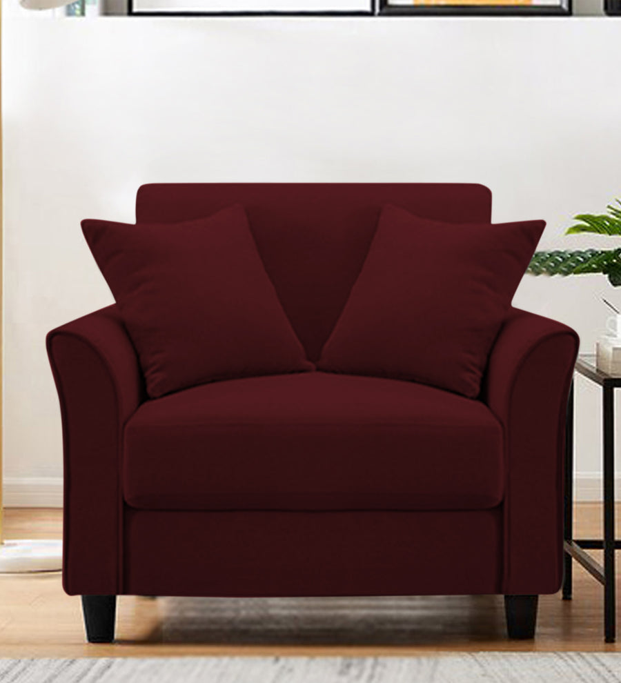 Daroo  1 Seater Velvet Sofa - Blood Maroon by Febonic Living