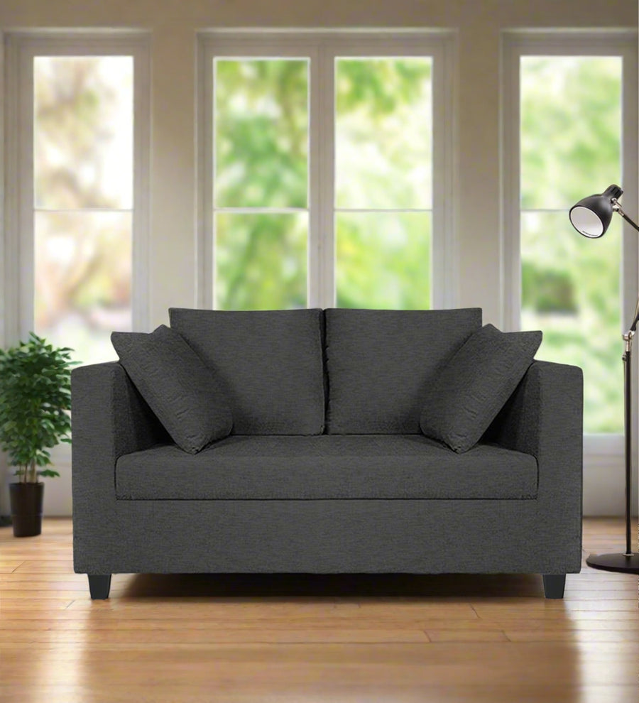 Nuska  2 Seater Fabric Sofa - Charcoal Grey by Febonic Living