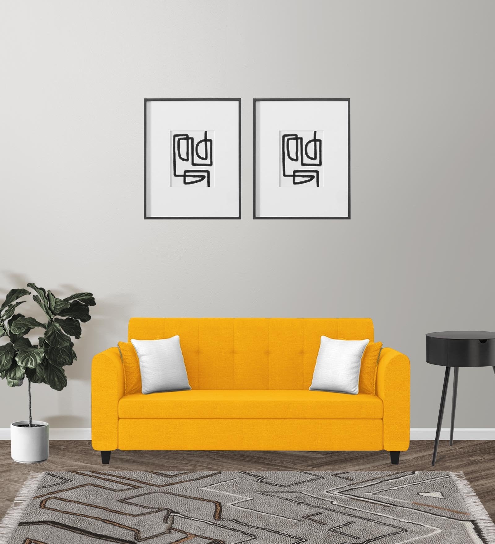 Denmark Fabric 3 Seater Sofa in Bold Yellow Colour