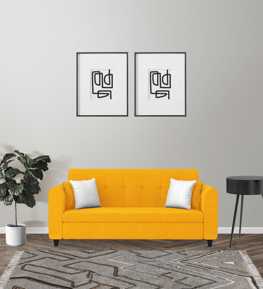 Denmark 3 Seater Fabric Sofa - Bold Yellow by Febonic Living