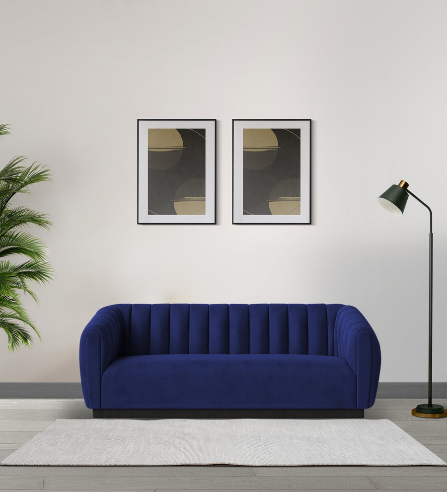 Ferry 3 Seater Velvet Sofa - Indigo Blue by Febonic Living
