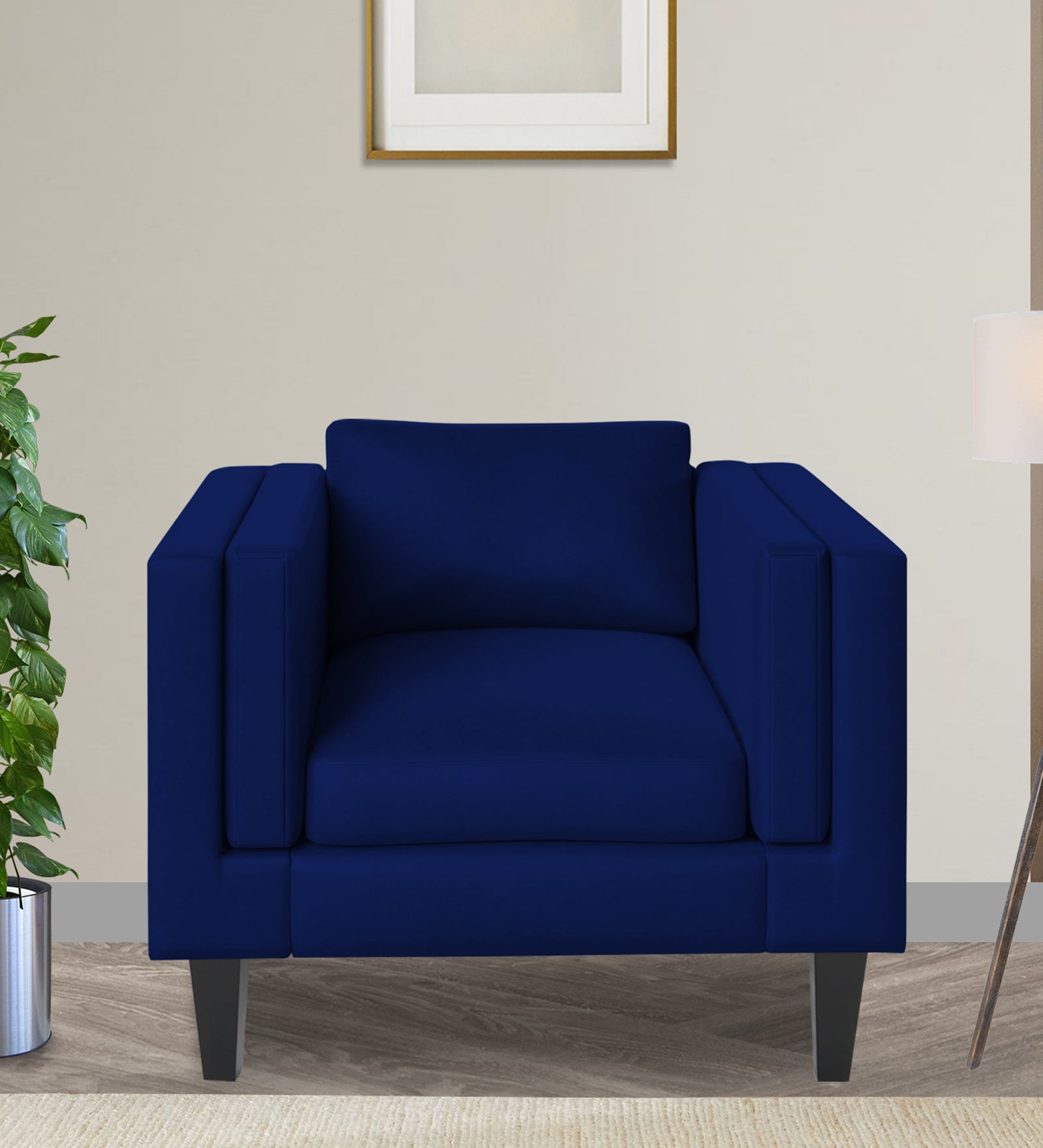 Jasper Velvet 1 Seater Sofa in Royal blue Colour