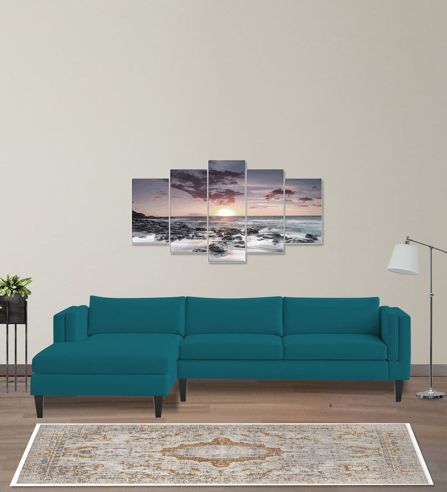 Jasper  RHS  (3+Lounger) Velvet Sectional Sofa - Pine Green by Febonic Living