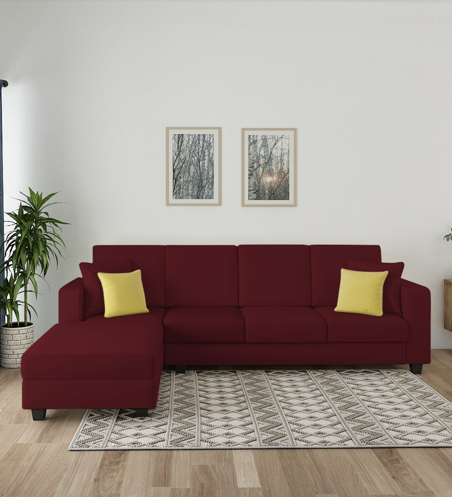 Nabi  RHS  (3+Lounger) Fabric Sectional Sofa - Blood Maroon by Febonic Living