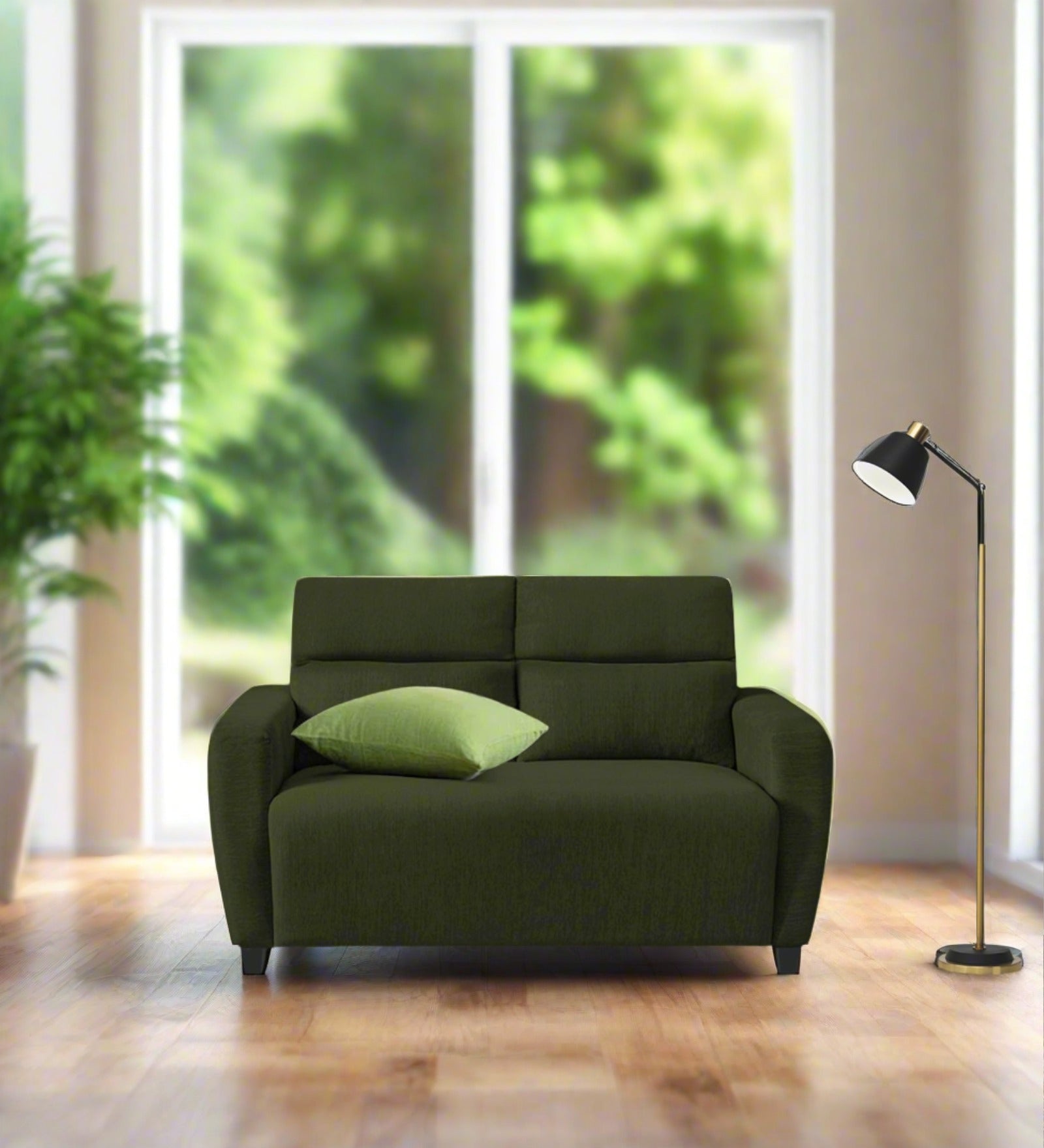 Bakadi Fabric 2 Seater Sofa in Olive Green Colour