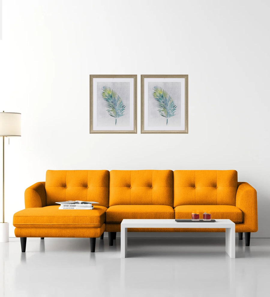 Natasha  RHS  (3+Lounger) Velvet Sectional Sofa - Saffron Yellow by Febonic Living