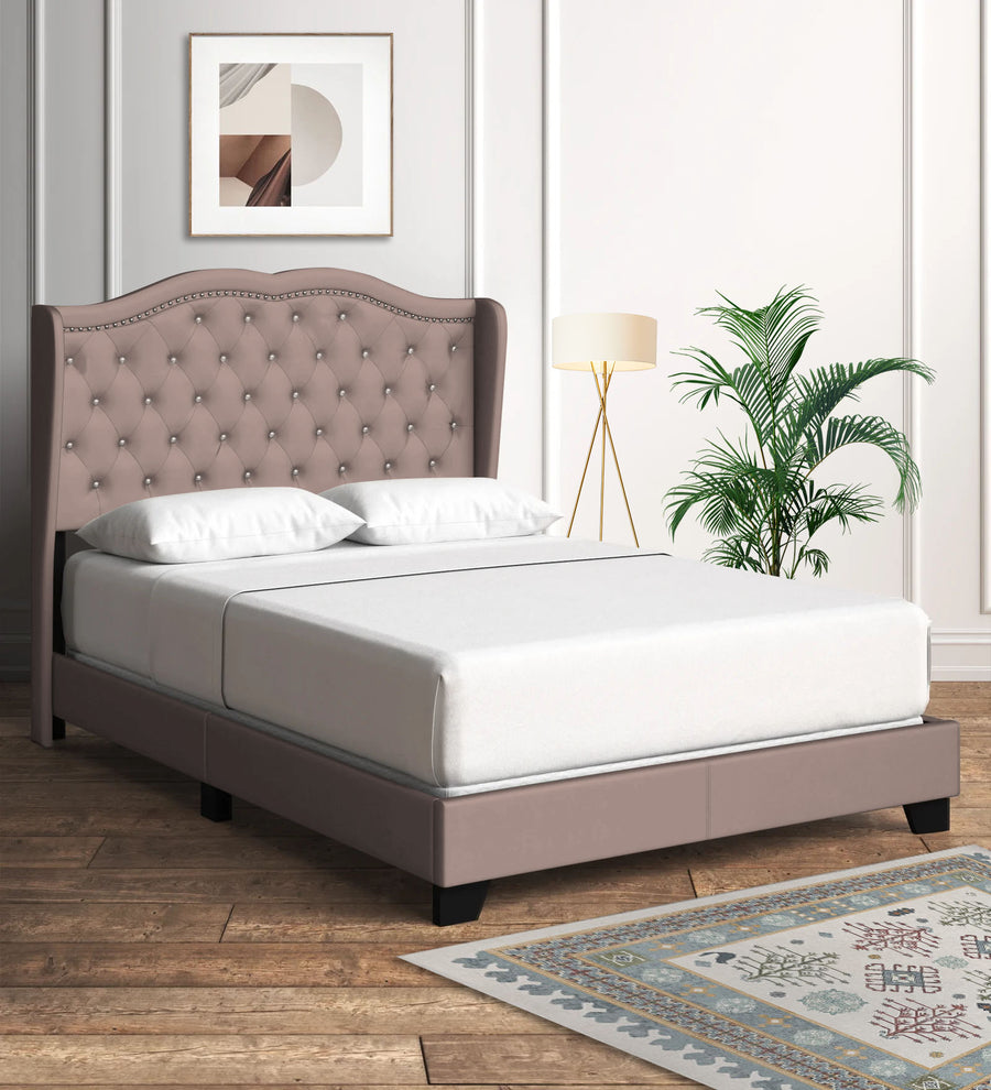 Blake  Upholstered Fabric Queen Size Bed - Kadhi Beige by Febonic Living