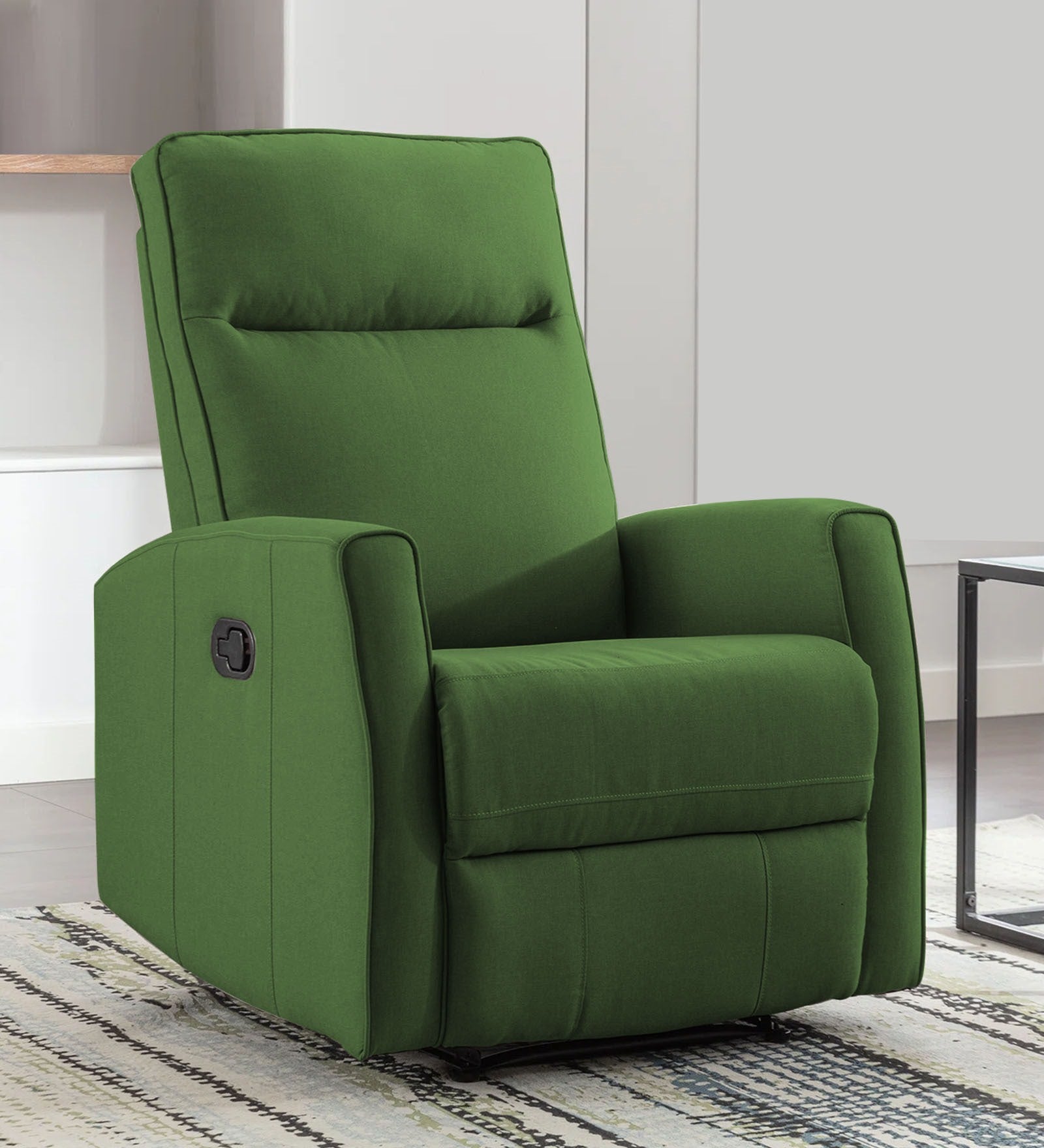 Logan Fabric Manual 1 Seater Recliner In Olive Green Colour