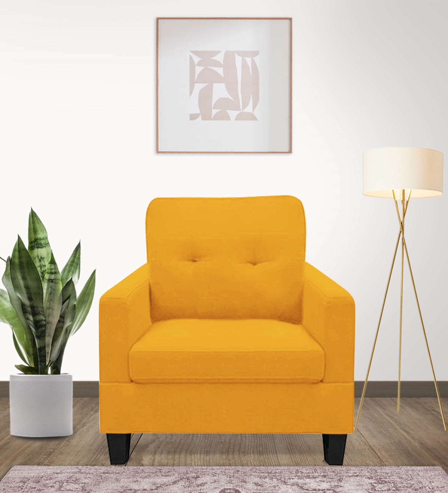 Thomas Fabric 1 Seater Sofa in Bold Yellow Colour