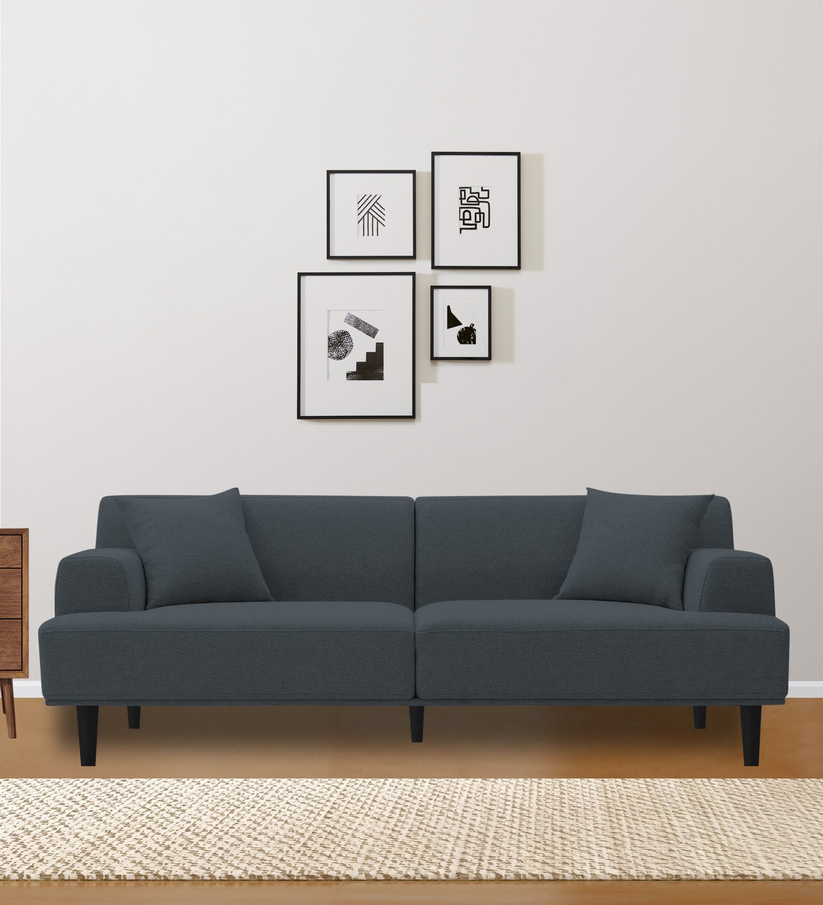 Cobby Fabric 3 Seater Sofa in Duby Grey Colour