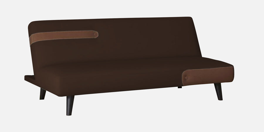 Vedan Fabric 3 Seater Convertible Sofa Cum Bed In Cidar Brown Colour - Febonic Living