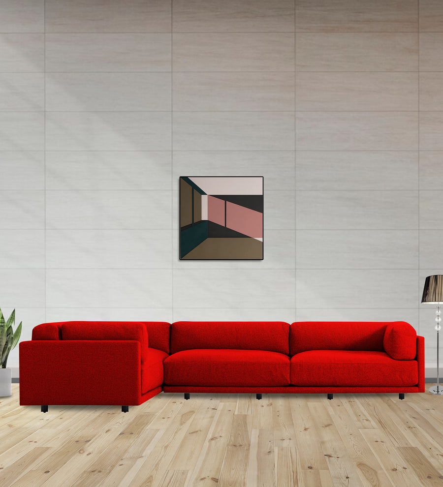 Nixon  6 Seater RHS Corner Fabric Sofa - Ruby Red by Febonic Living