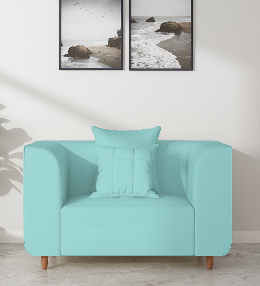 Sumo  1 Seater Velvet Sofa - Barmunda Aqua by Febonic Living
