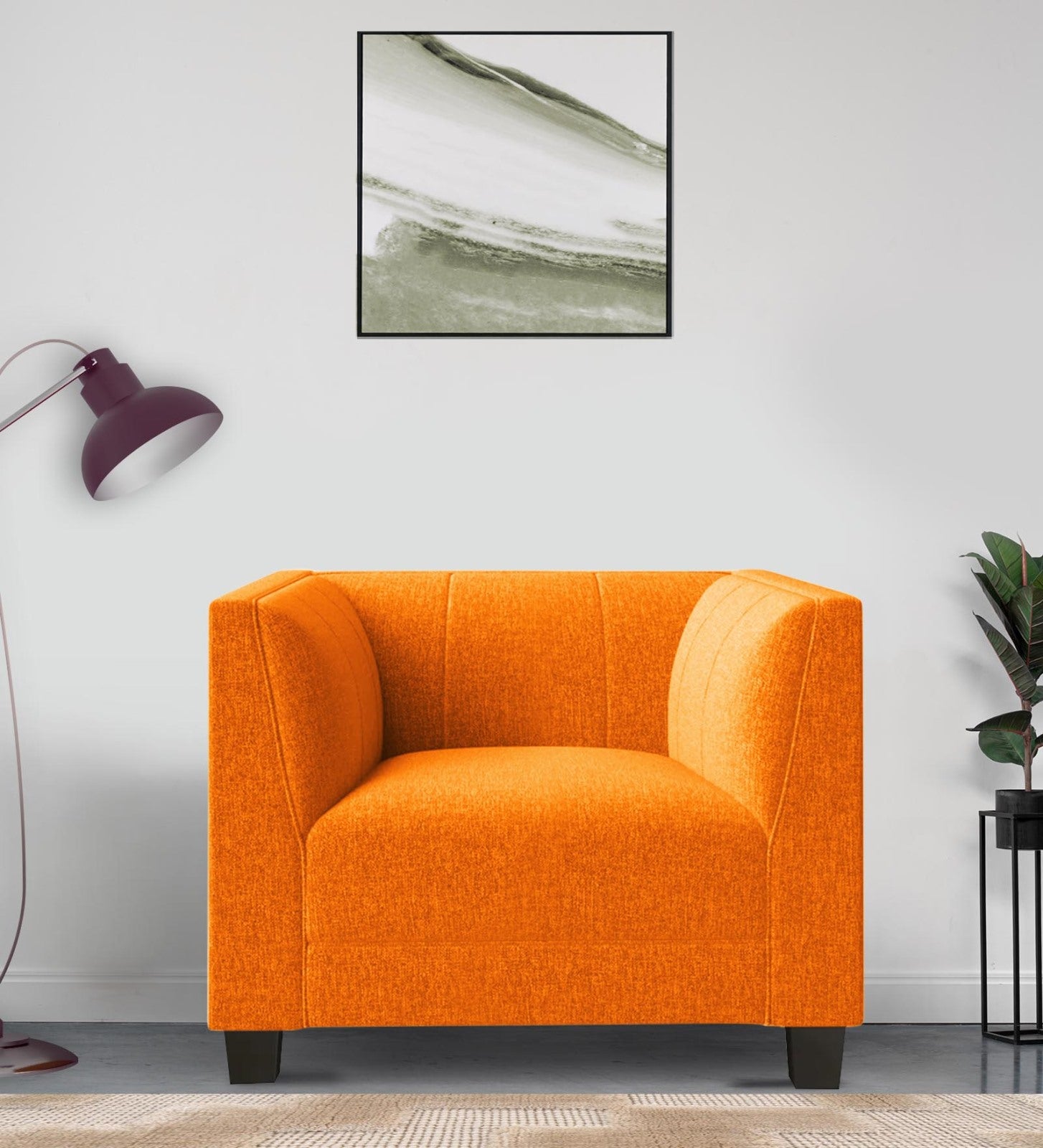 Chastin Fabric 1 Seater Sofa in Vivid Orange Colour