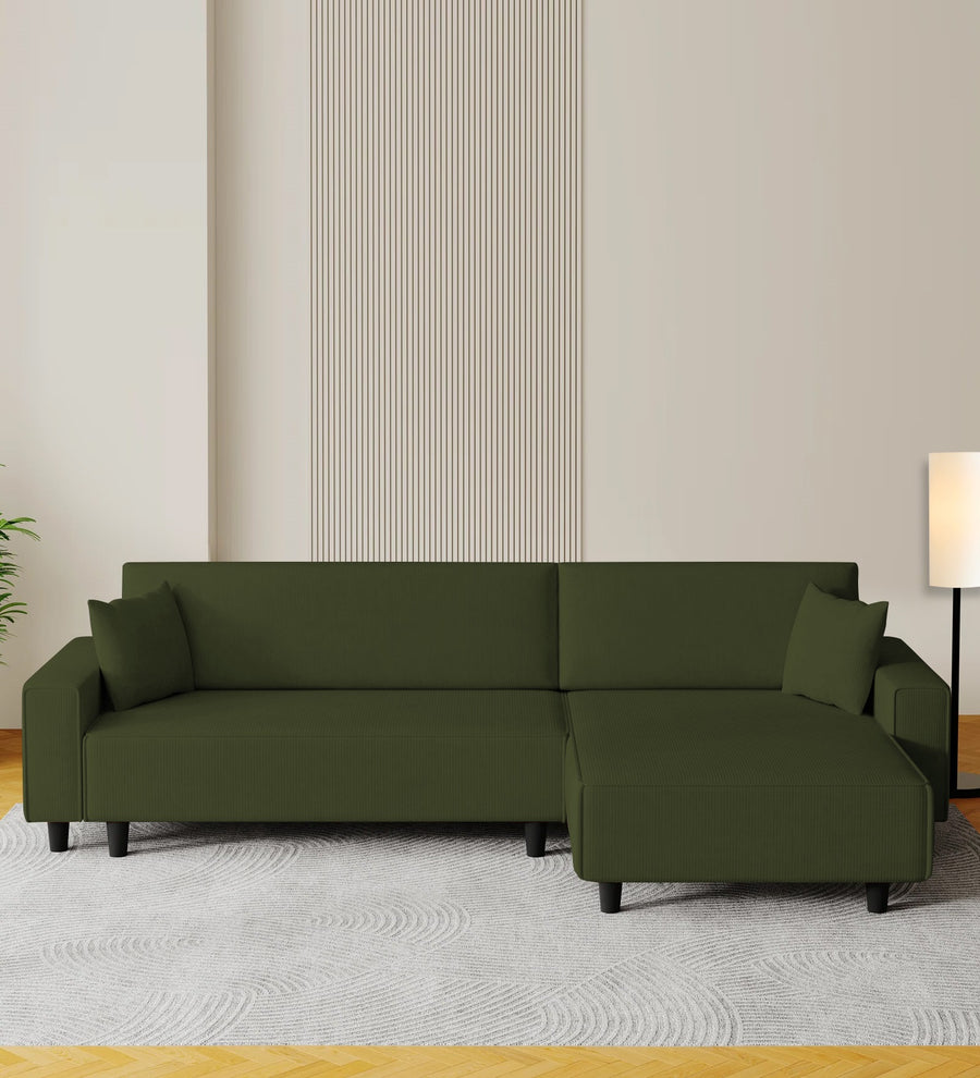 Peach  LHS 6 Seater  Cum Bed With Storage Fabric Sofa - Olive Green by Febonic Living