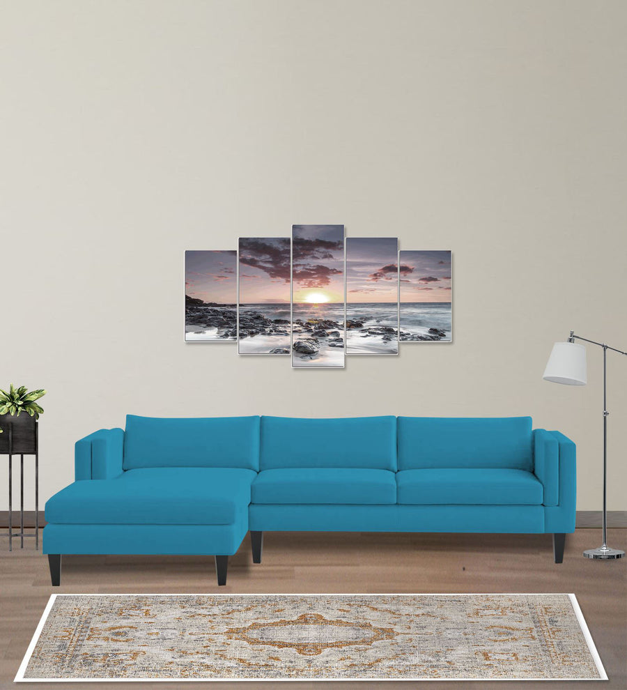 Jasper  RHS  (3+Lounger) Velvet Sectional Sofa - Aqua Blue by Febonic Living