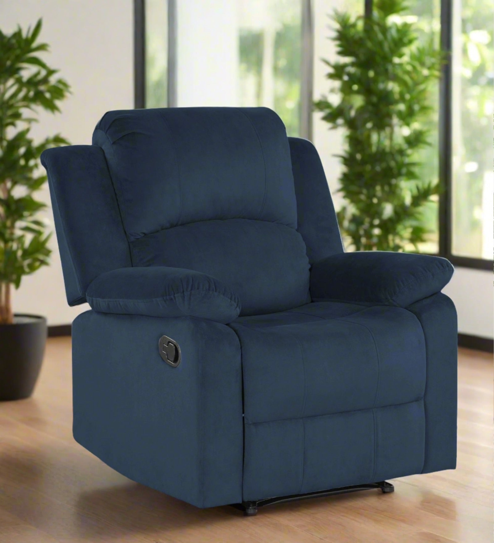 Henry Fabric Manual 1 Seater Recliner In Denim Blue Colour