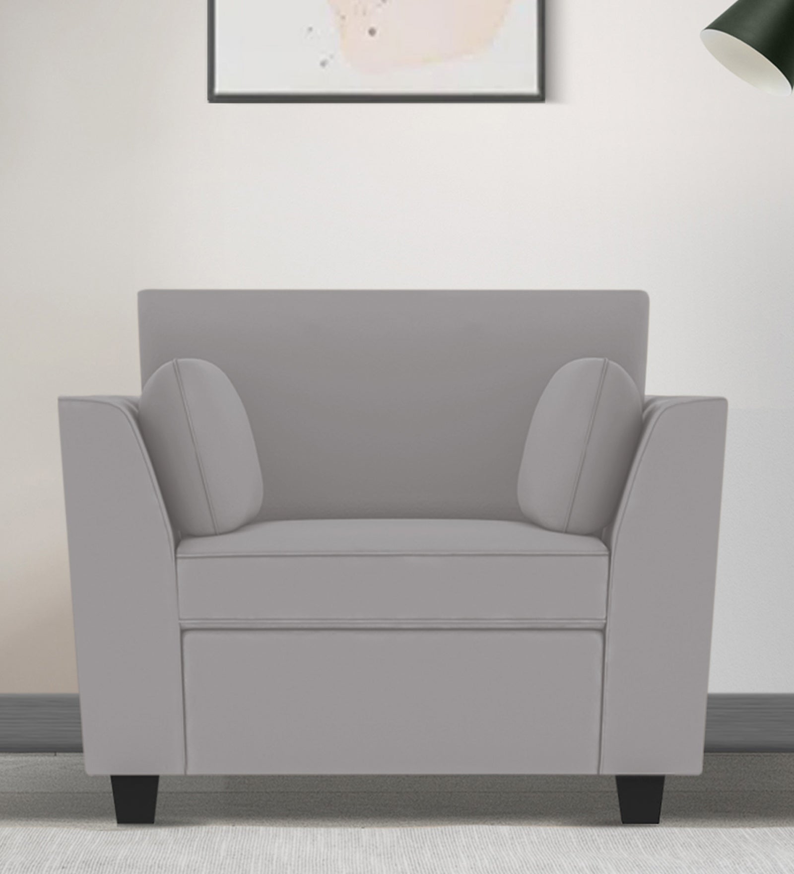 Bristo Velvet 1 Seater Sofa in light grey Colour