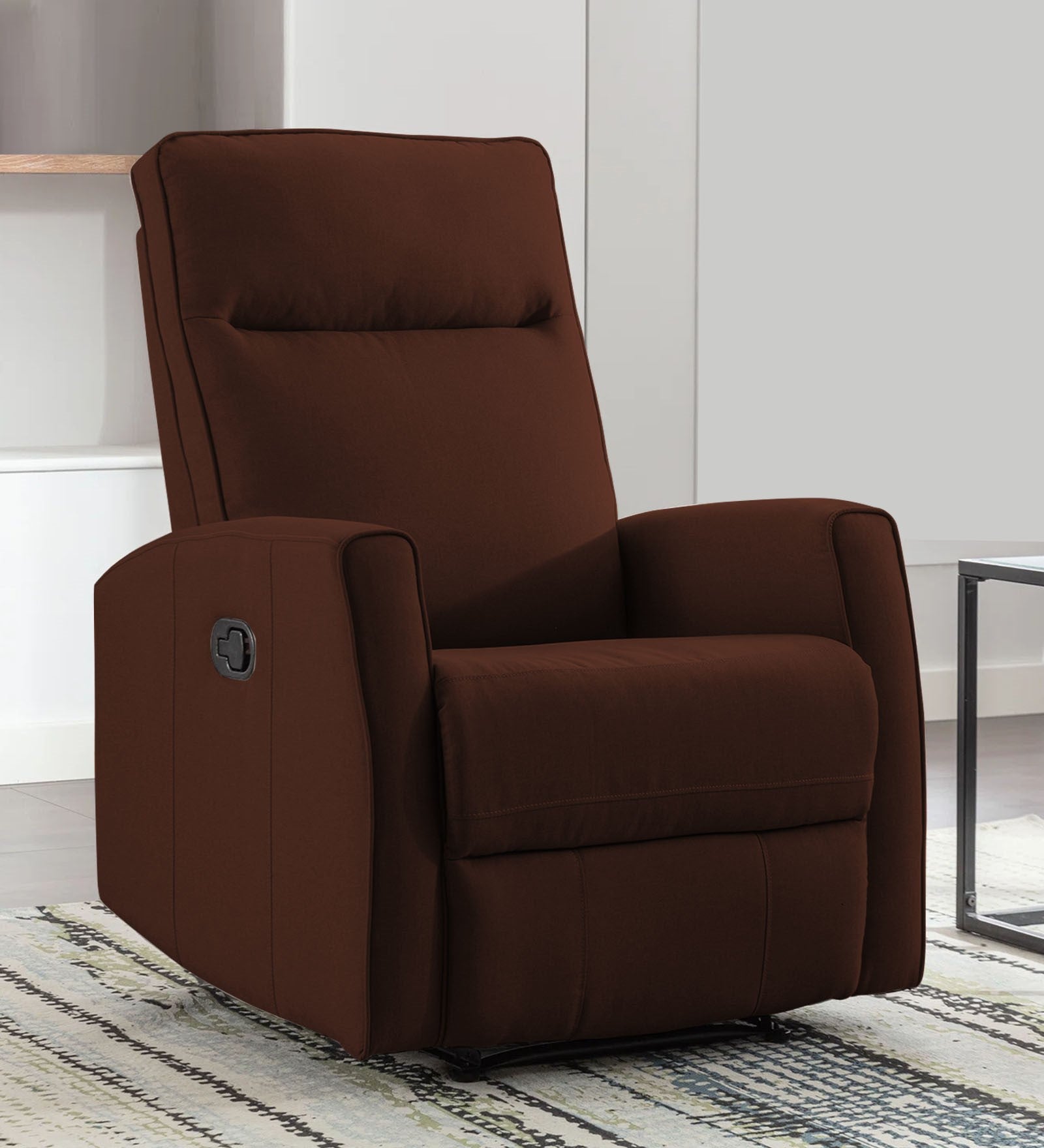 Logan Fabric Manual 1 Seater Recliner In Coffee Brown Colour