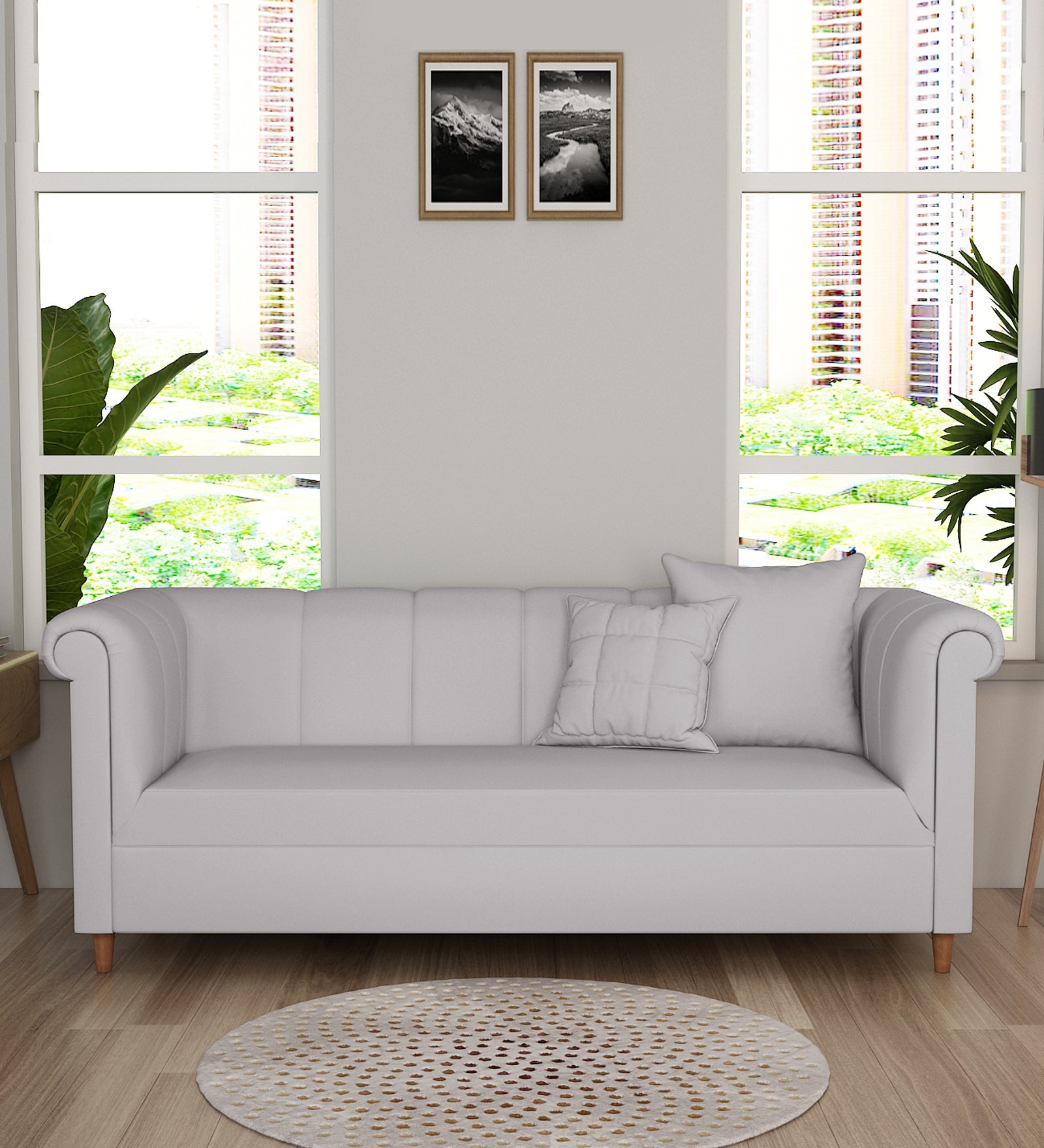 Rubi Velvet 3 Seater Sofa in Concrete grey Colour