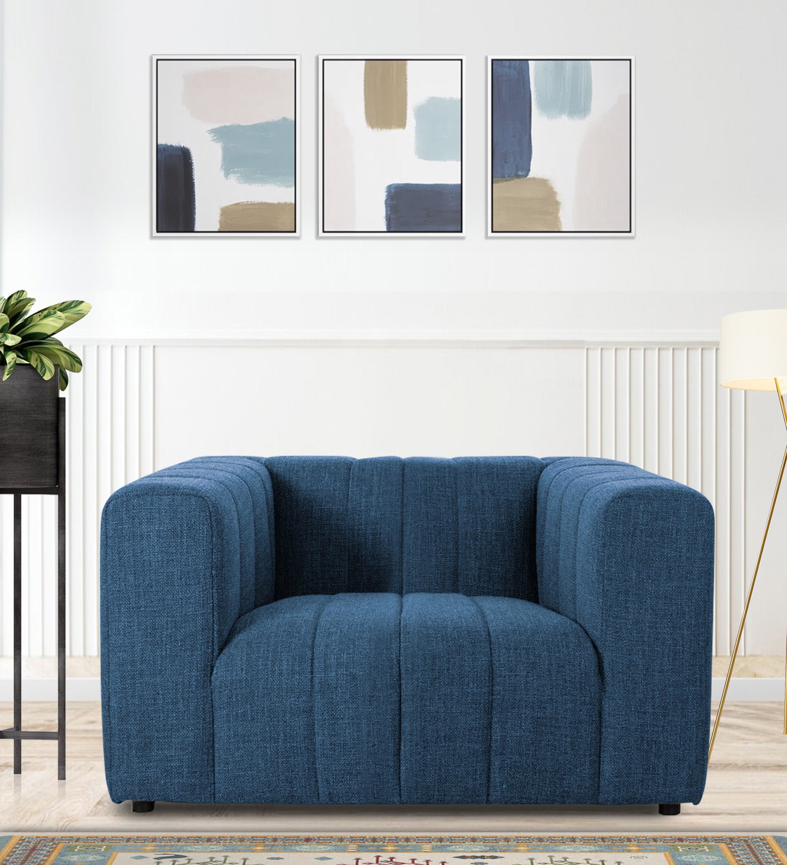 Lara Fabric 1 Seater Sofa in Light Blue Colour