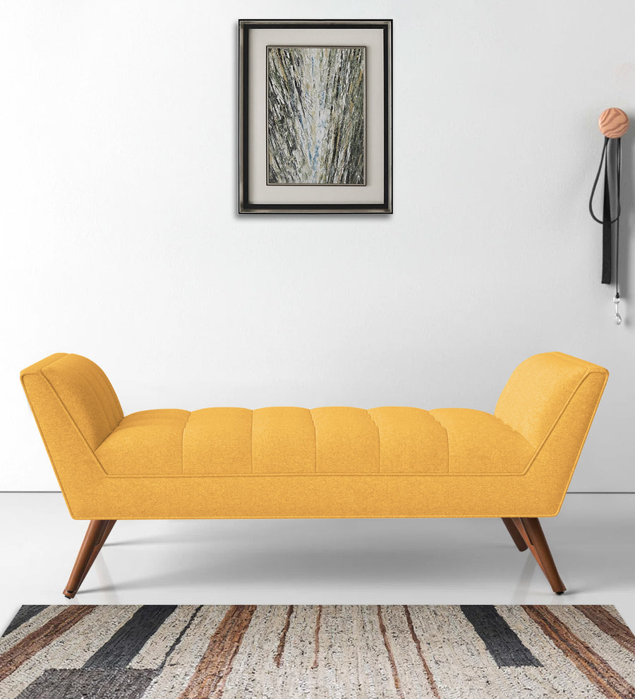 Cartes Velvet Bench In Turmeric Yellow Colour - Febonic Living