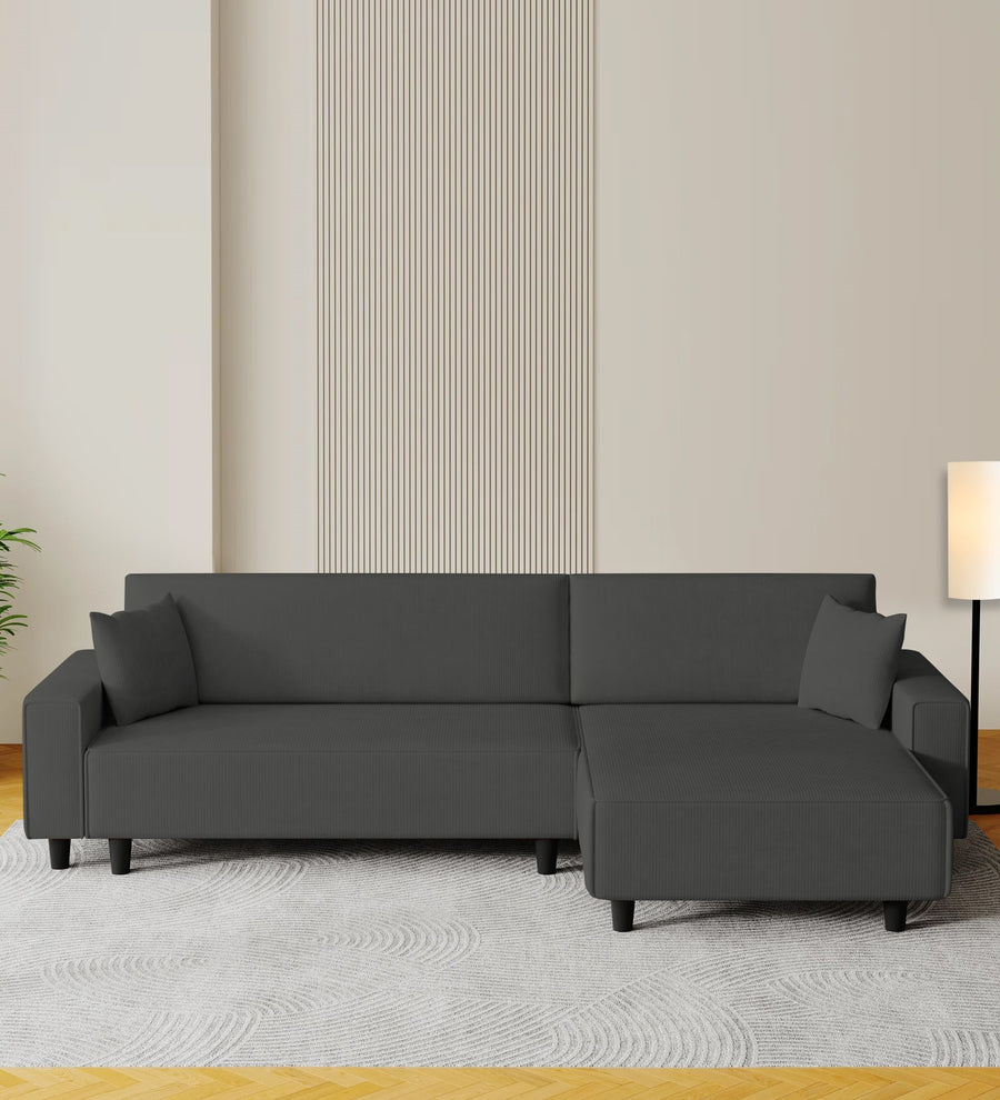 Peach  LHS 6 Seater  Cum Bed With Storage Fabric Sofa - Charcoal Grey by Febonic Living