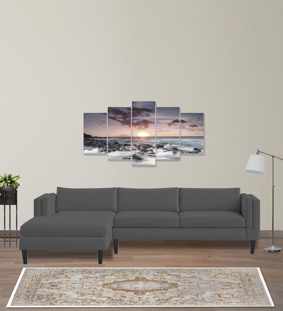 Jasper  RHS  (3+Lounger) Velvet Sectional Sofa - Davy Grey by Febonic Living