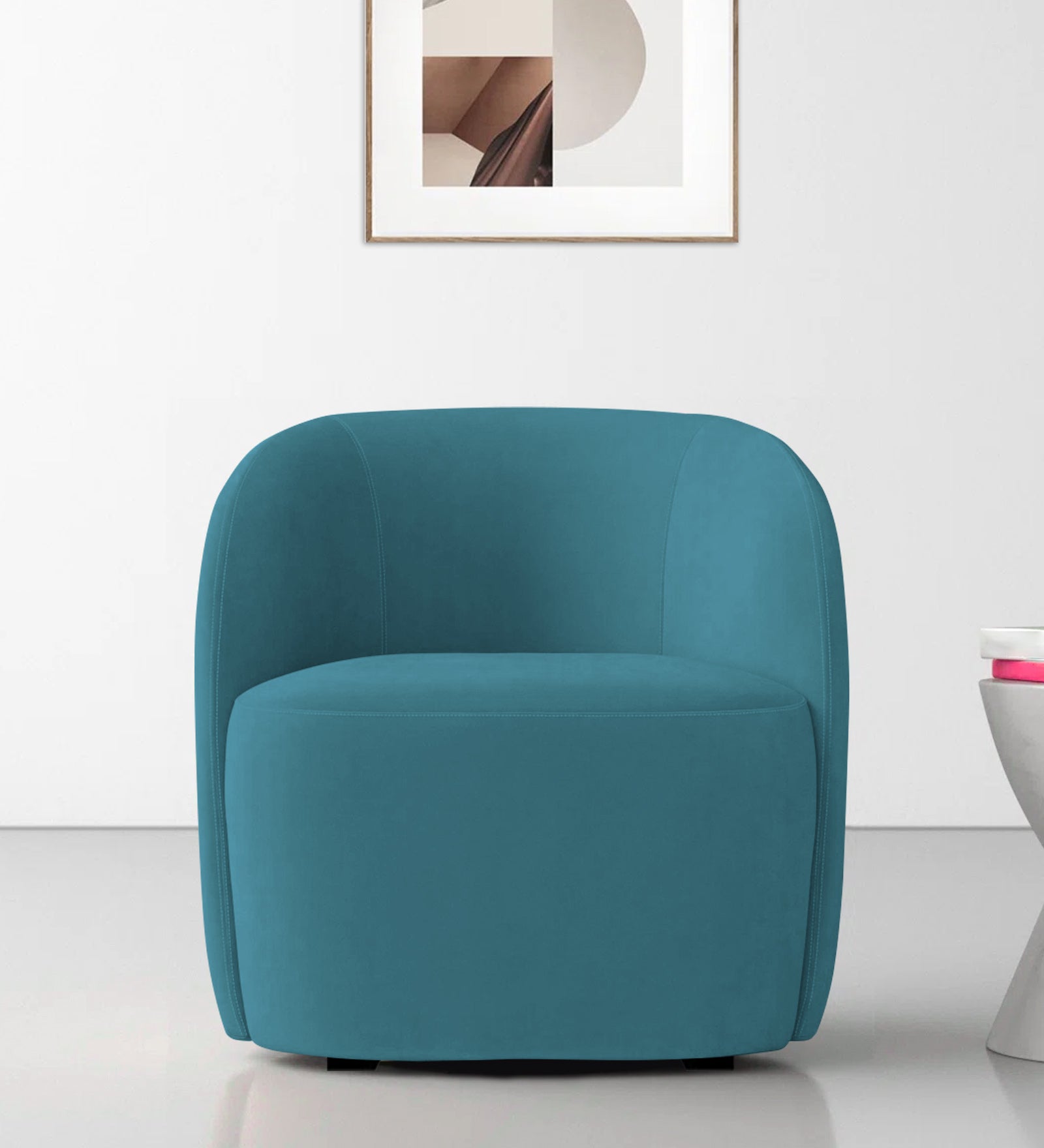 Hazel Velvet Wing Chair in Aqua Blue Colour