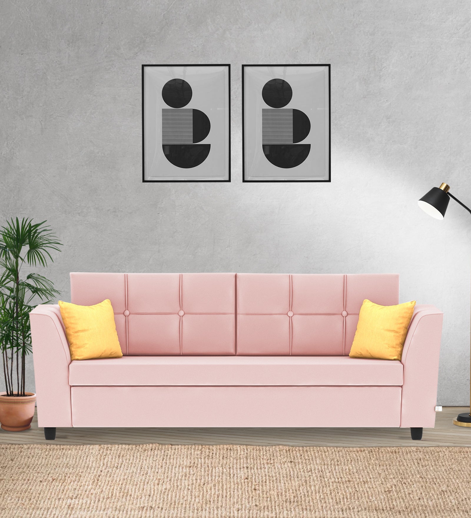 Nestin Velvet 3 Seater Sofa in Millennial Pink Colour