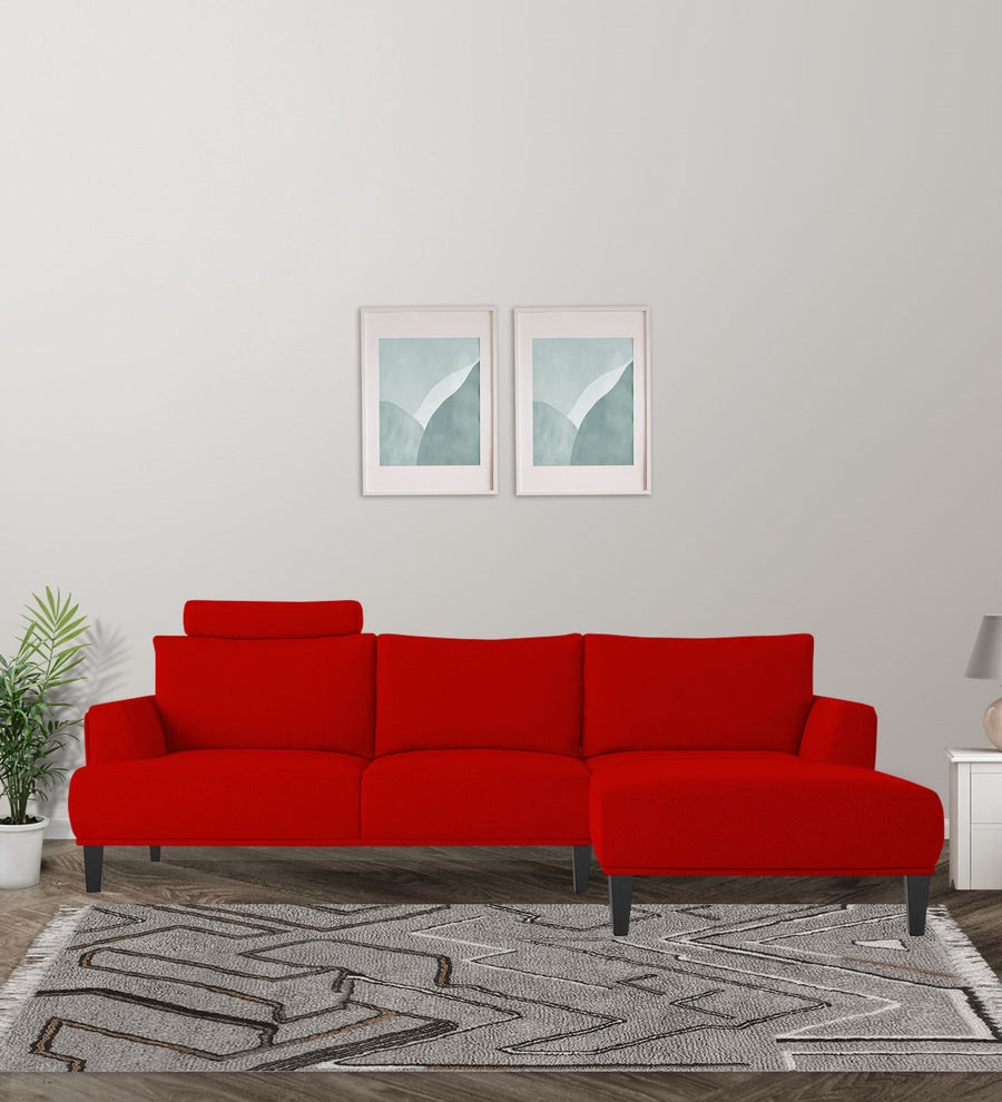 Como Fabric Lhs Sectional Sofa 3 Lounger In Ruby Red Colour - Febonic Living