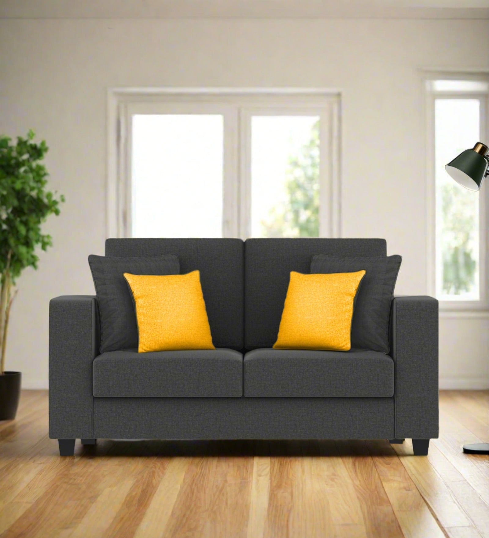 Nabi Fabric 2 Seater Sofa In Charcoal Grey Colour