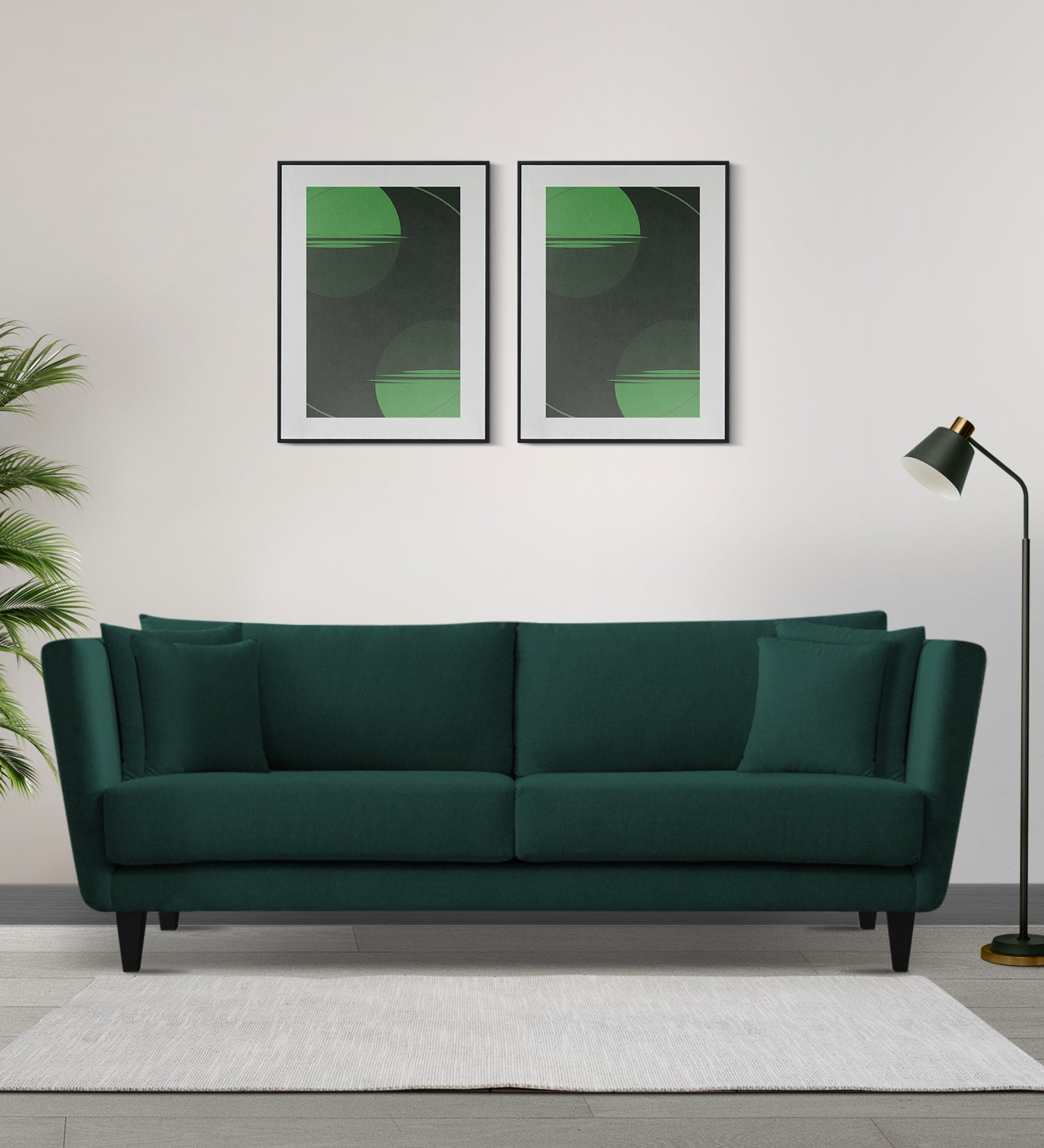 Norway Velvet 3 Seater Sofa In Forest Green Colour