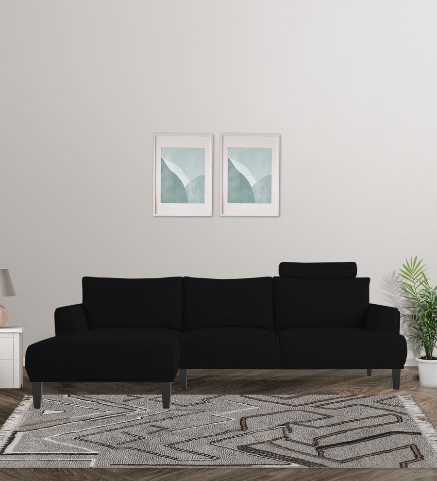 Como  RHS  (3+Lounger) Fabric Sectional Sofa - Zed Black by Febonic Living