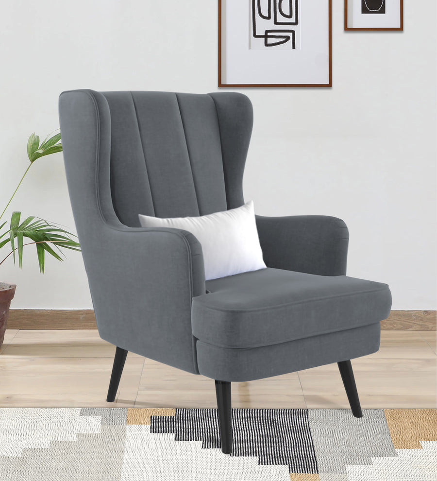 Niya  Wing Velvet Chair - Pubble Grey by Febonic Living