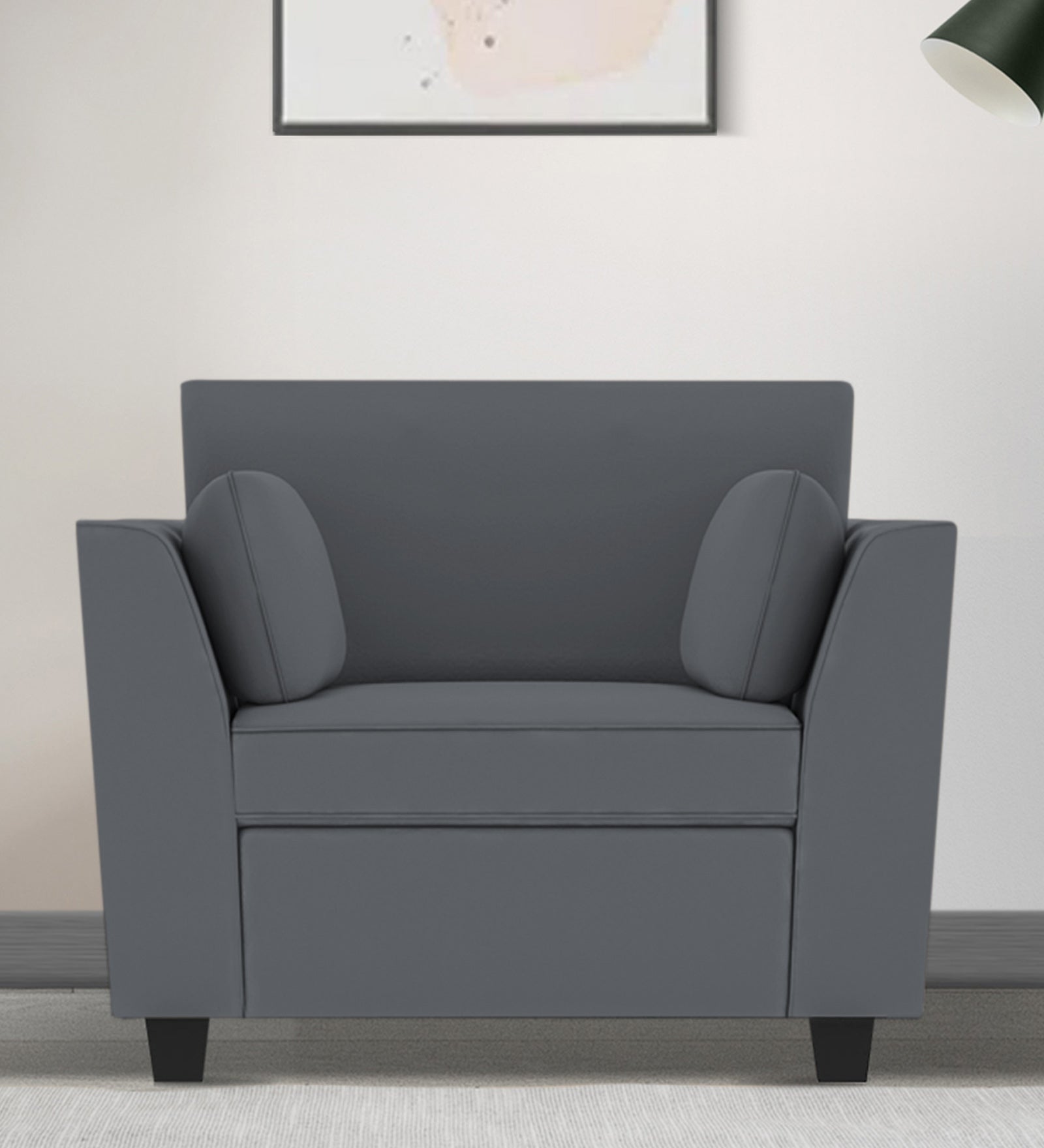 Bristo Velvet 1 Seater Sofa in Pubble Grey Colour