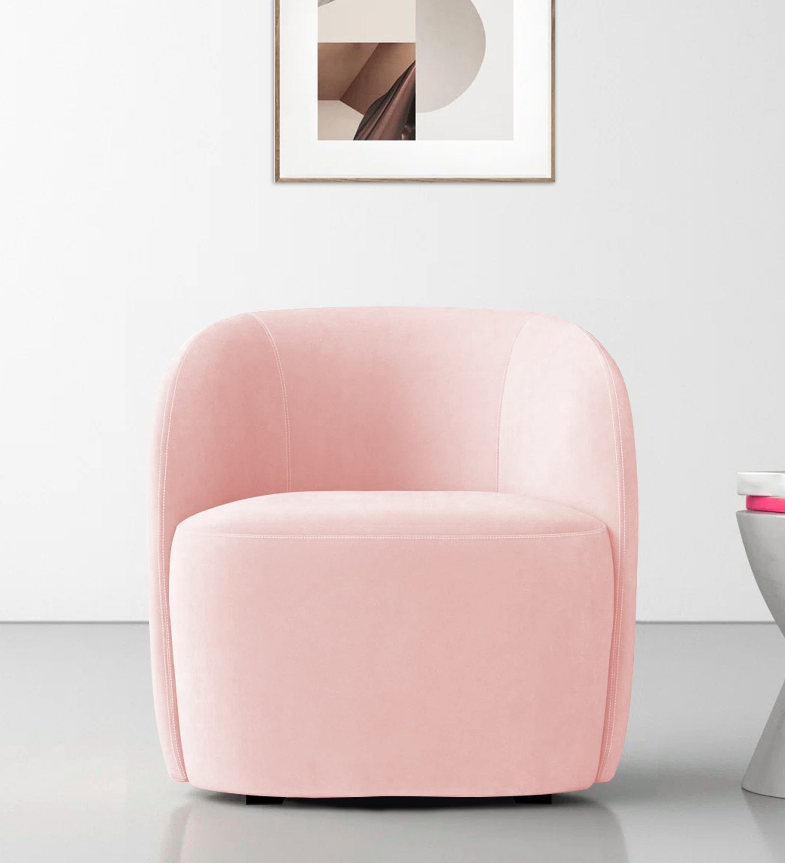 Hazel Velvet Wing Chair in Millennial Pink Colour