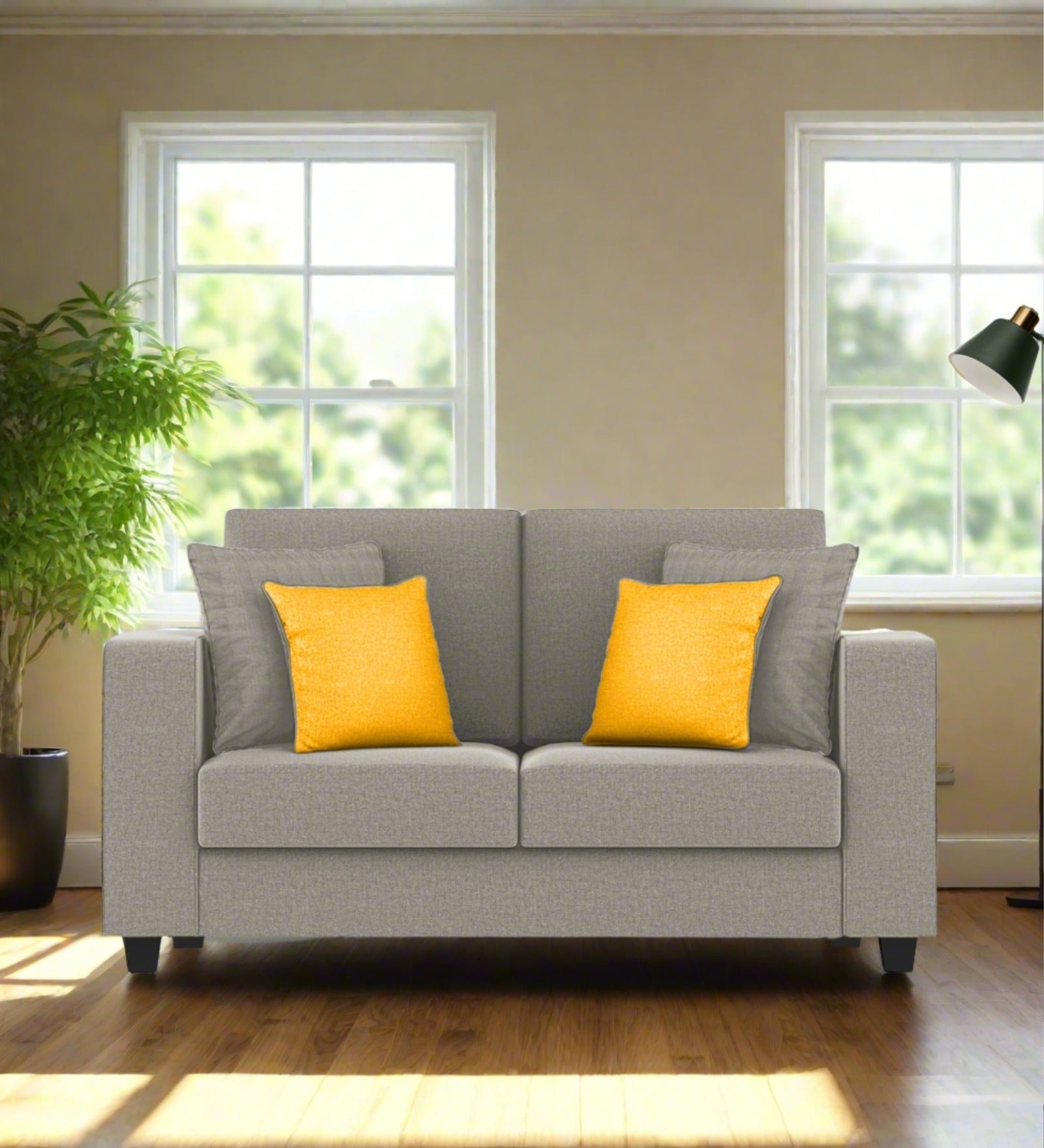 Nabi Fabric 2 Seater Sofa In Lit Grey Colour