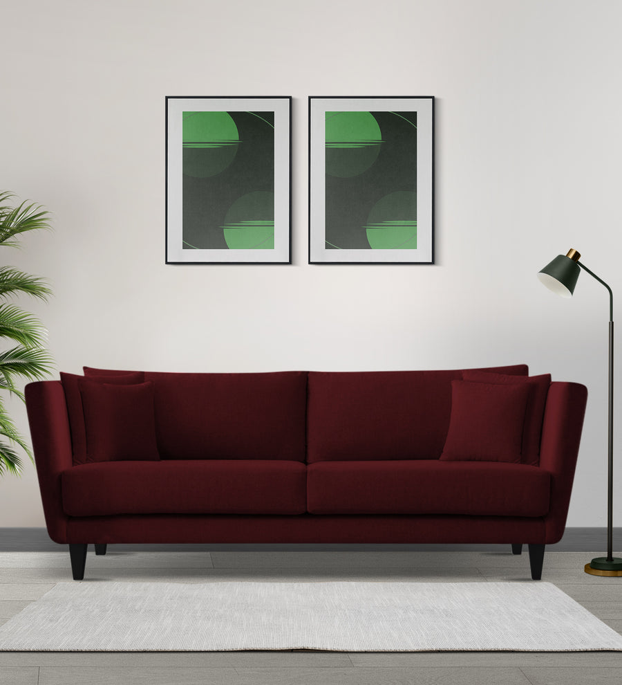 Norway 3 Seater Velvet Sofa - Dark Maroon by Febonic Living