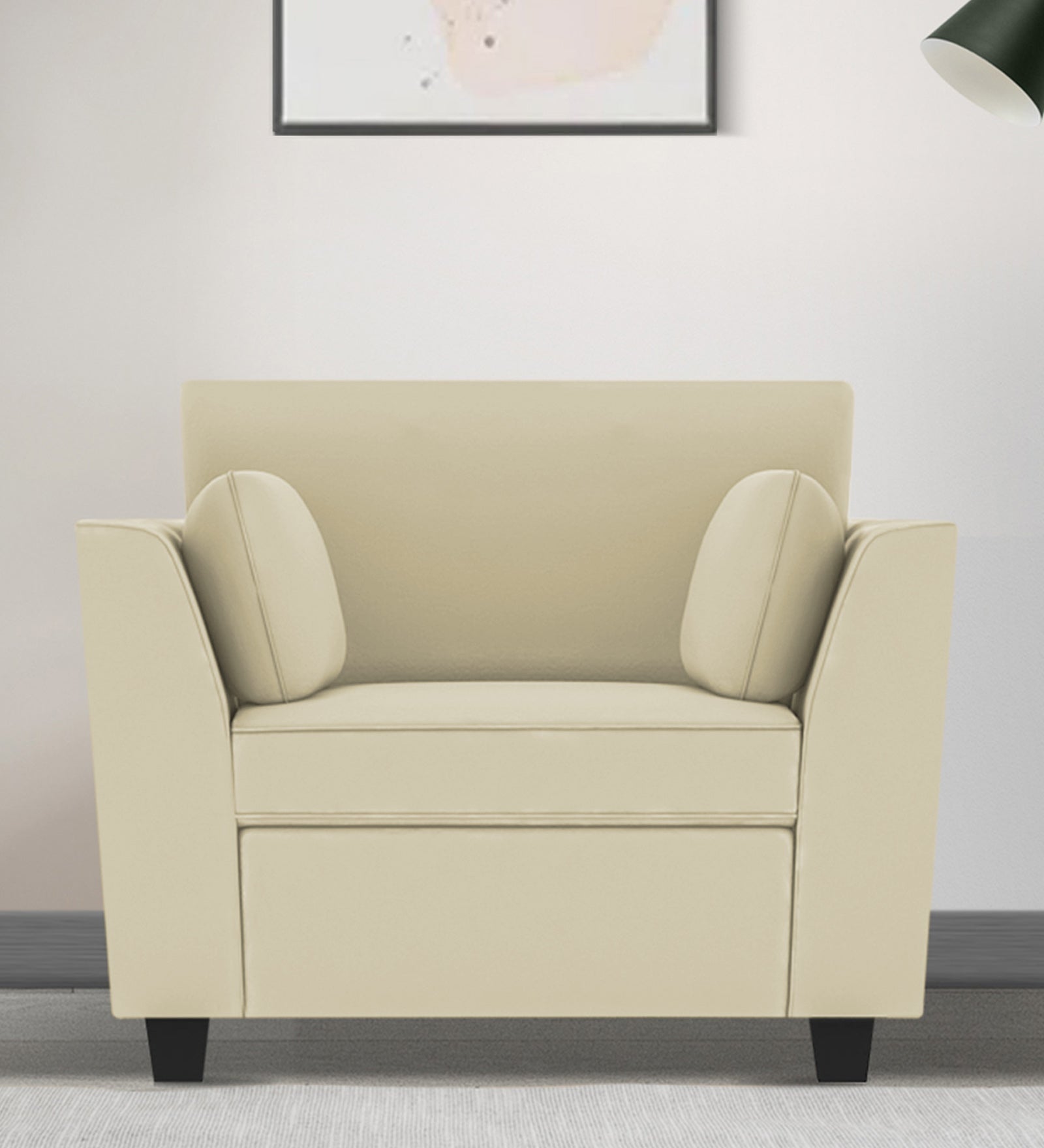 Bristo Velvet 1 Seater Sofa in Warm White Colour