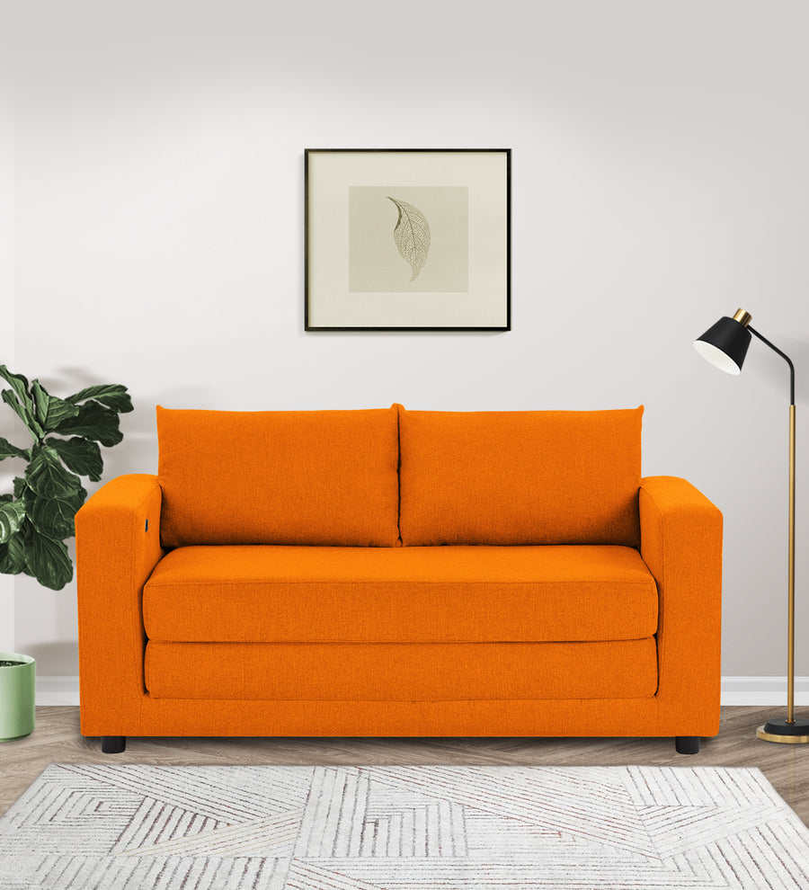 Roman  3 Seater Foldable  Cum Bed Fabric Sofa - Vivid Orange by Febonic Living