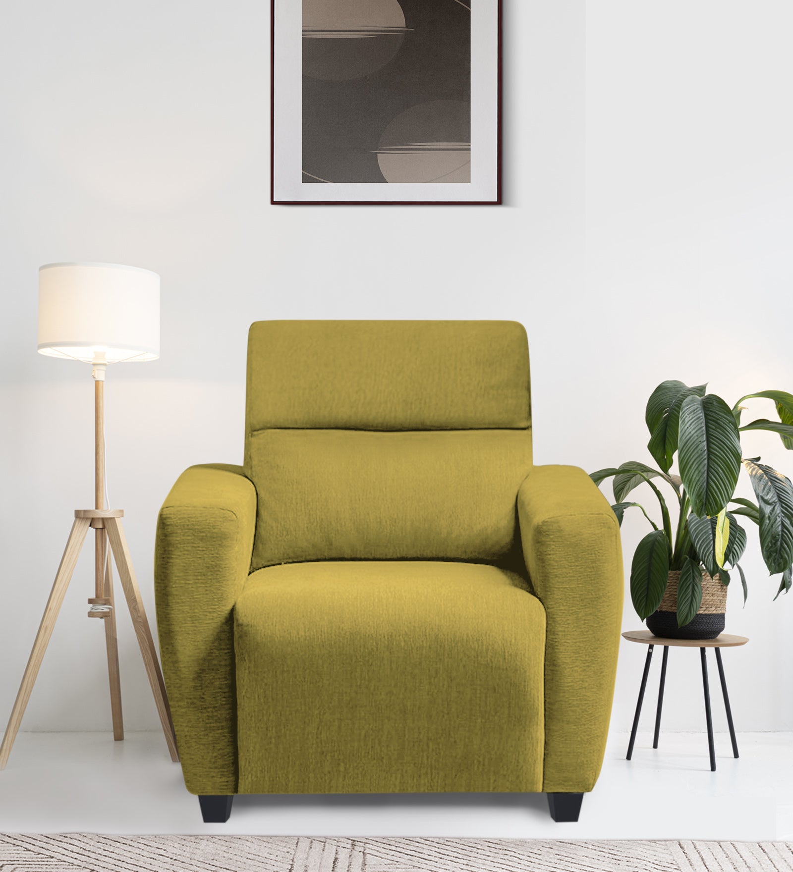 Bakadi Fabric 1 Seater Sofa in Parrot Green Colour