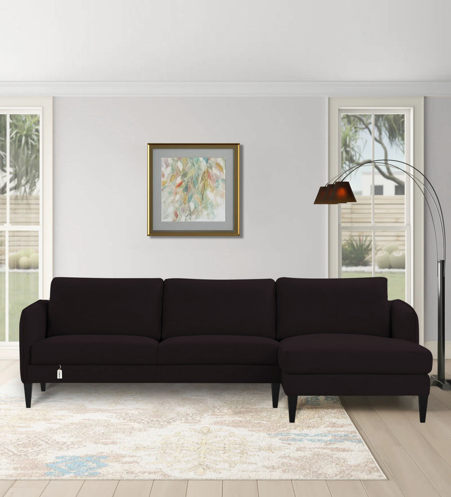Piku  LHS  (3+Lounger) Fabric Sectional Sofa - Cara Brown by Febonic Living